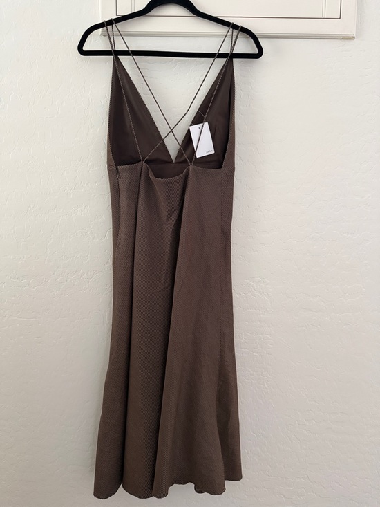 V-Neck Spaghetti Strap Maxi Dress in Brown/Black - Picture 2 of 3